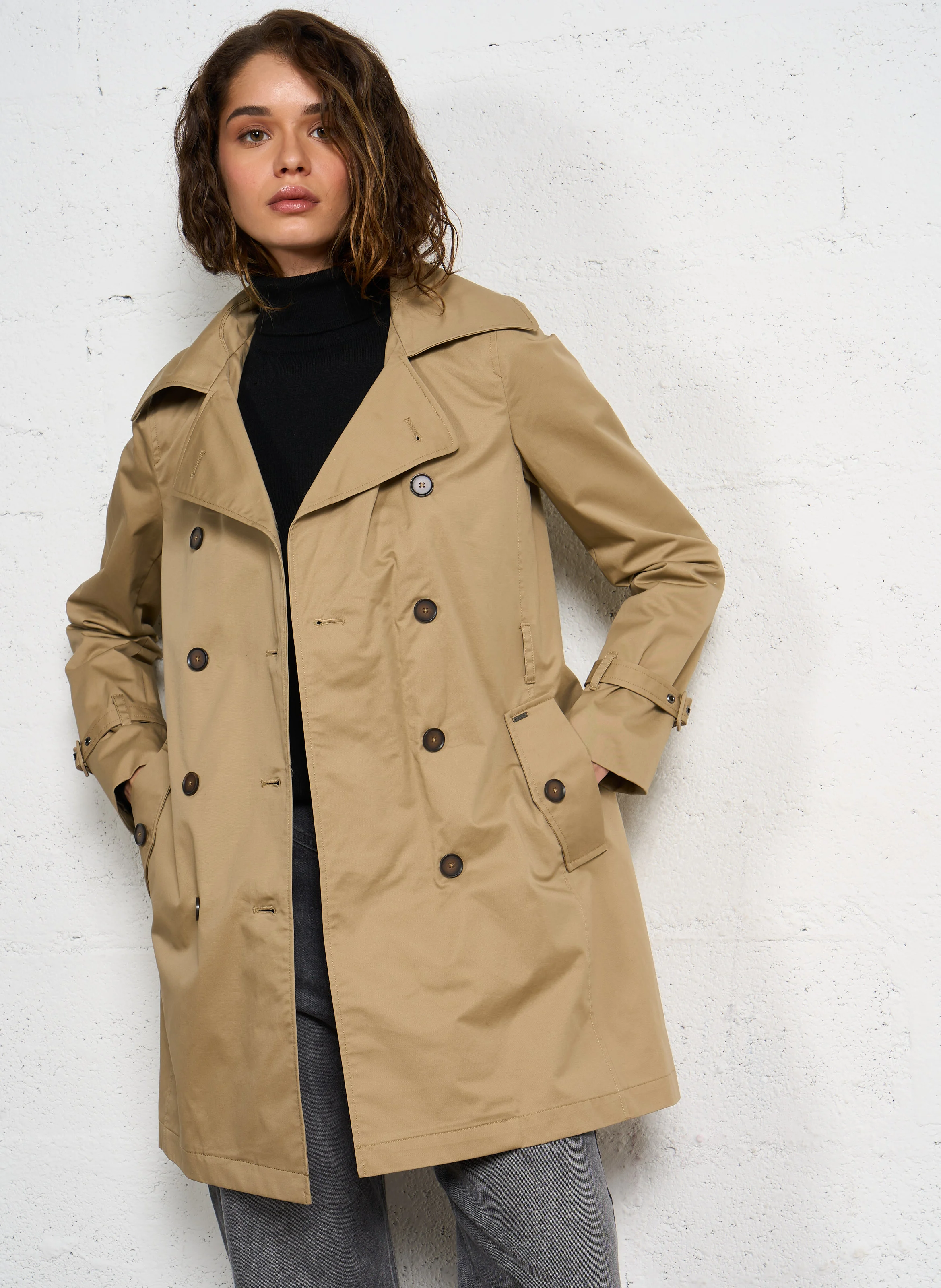 Trench à capuche amovible en coton | Beige