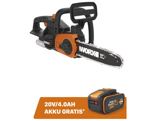 WORX 20V 25cm snoerloze kettingzaag WG322E.9 + GRATIS bonusartikel: 20V accu WA3644 (4,0Ah)