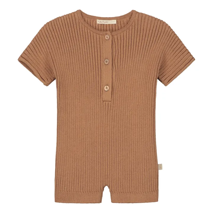 Yuki Combinaison Maille Ajourée Coton Bio | Camel