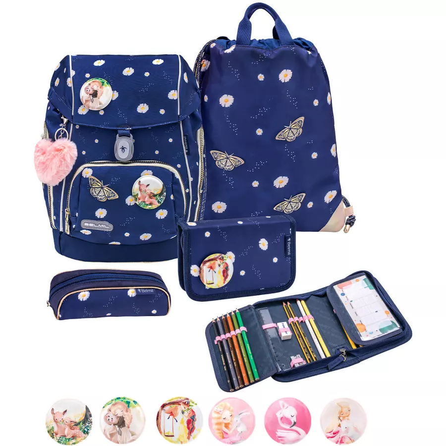 Belmil Schulranzen Premium Comfy Plus Set 5-teilig Daisy