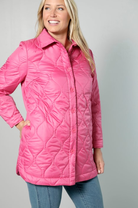 Steppjacke, Straight Fit, Hemdkragen, Langarm