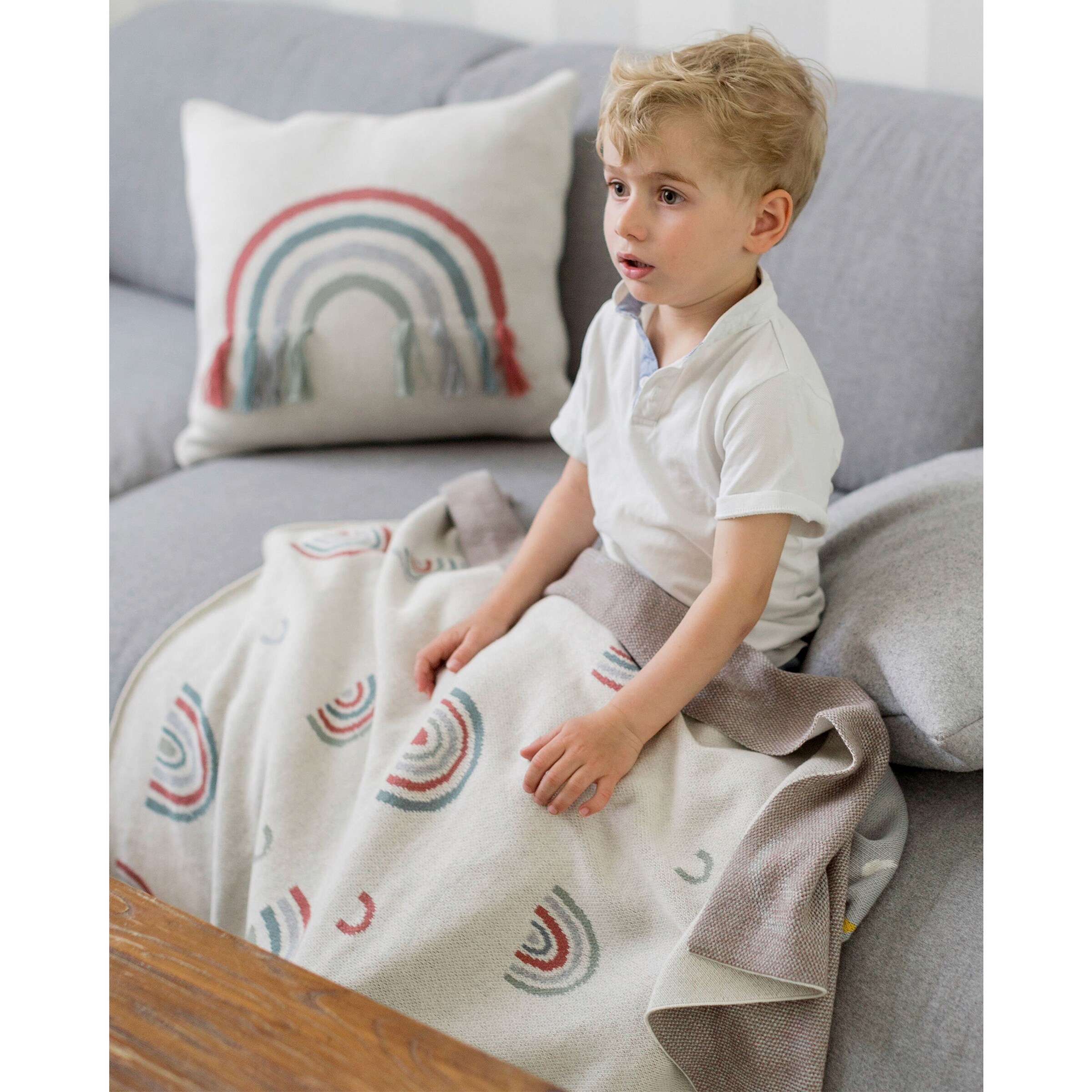Kindsgut Babydecke 80x100 cm beige / Regenbogen