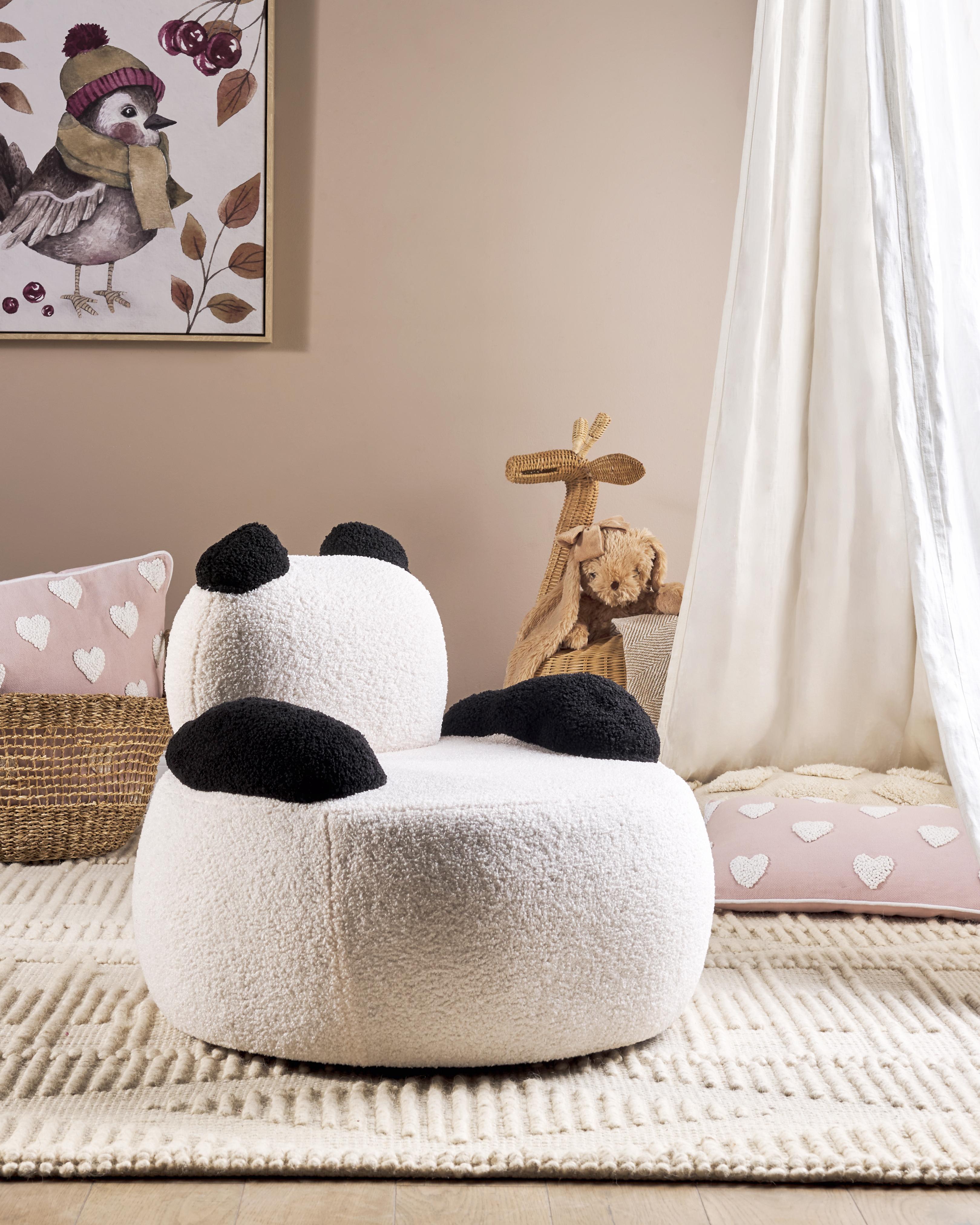 Kinderfauteuil Panda VIBY Bouclé Wit