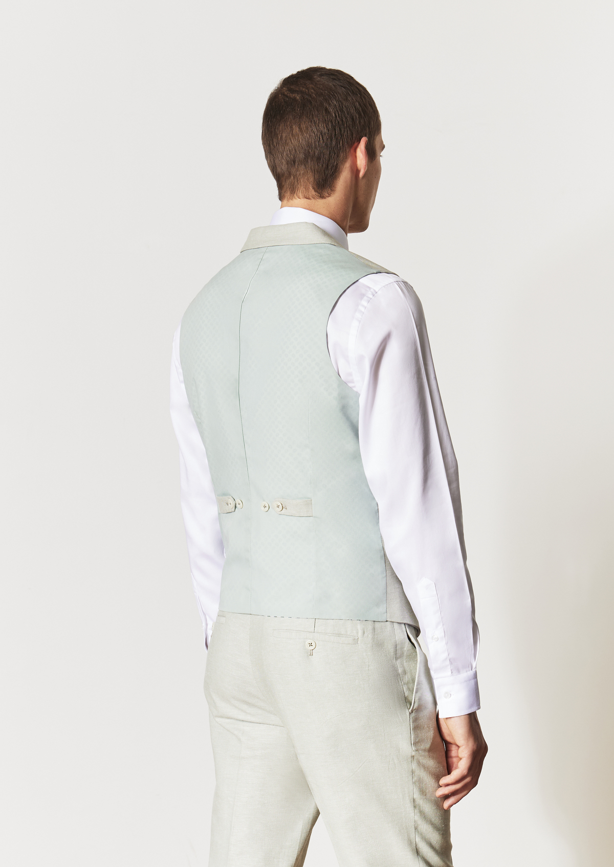 Gilet casual en coton et lin unis vert d'eau