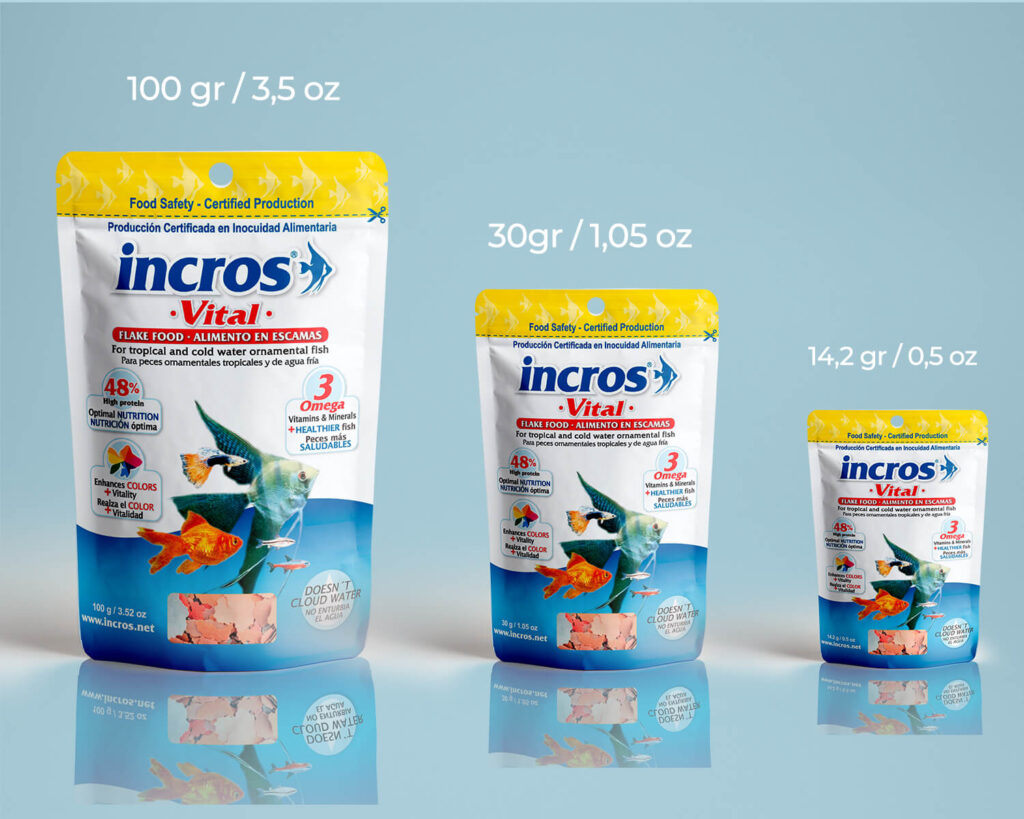 INCROS VITAL PREMIUM FLOCOS ALIMENTO EM FLOCOS PARA PEIXES TROPICAIS - REALÇA A COR, NÃO TURVA A ÁGUA