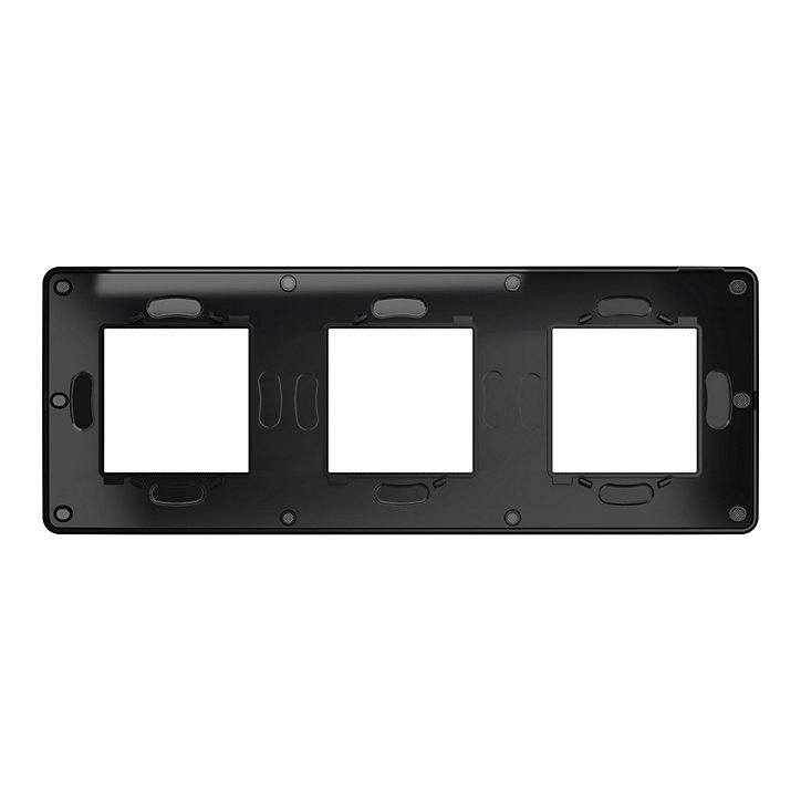 Plaque de finition triple Schneider Electric Unica Déco aluminium liseré noir