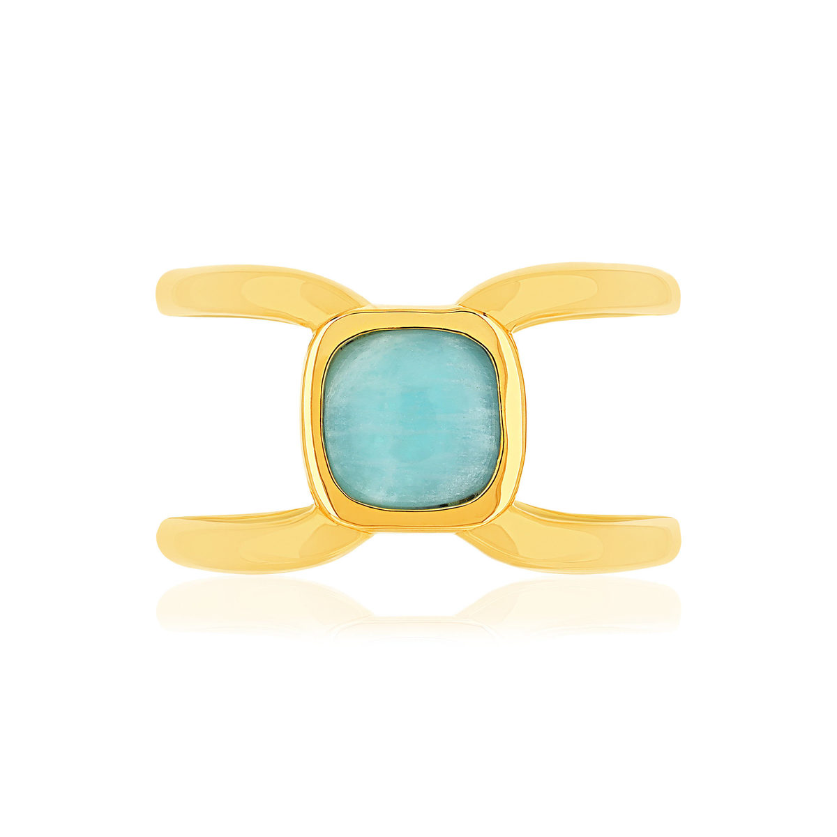 Bague plaqué or jaune amazonite