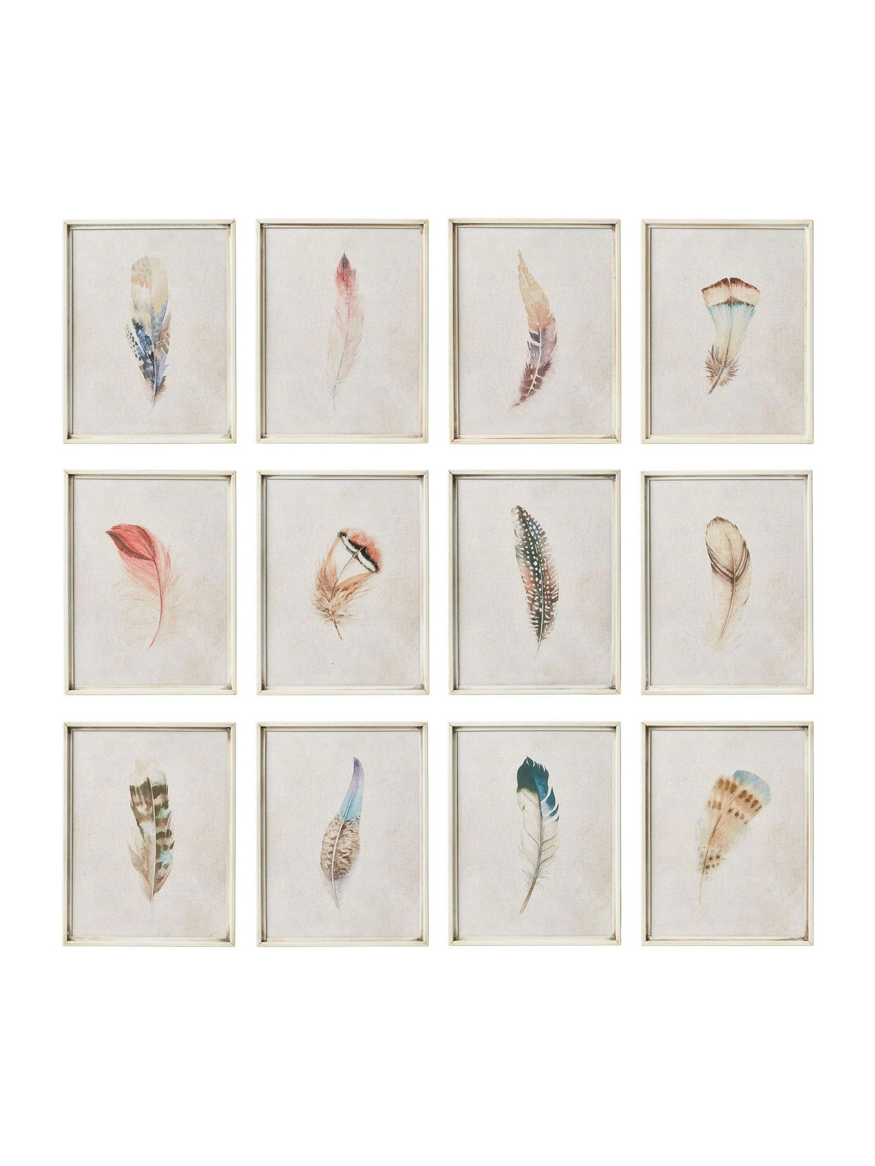 Oka Set of 12 Feather Wall Art Prints