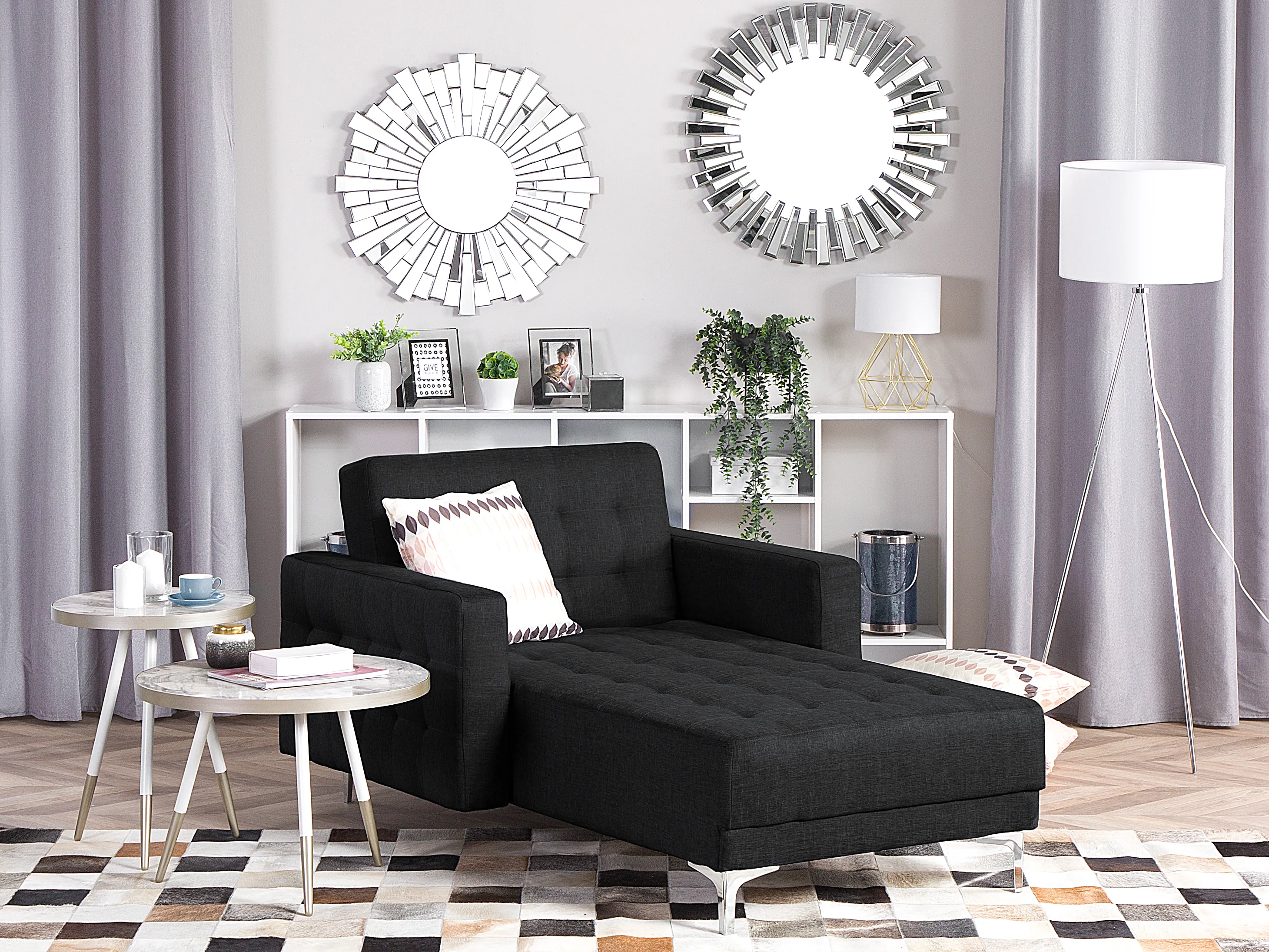 Chaise longue ABERDEEN Stof Grafietgrijs