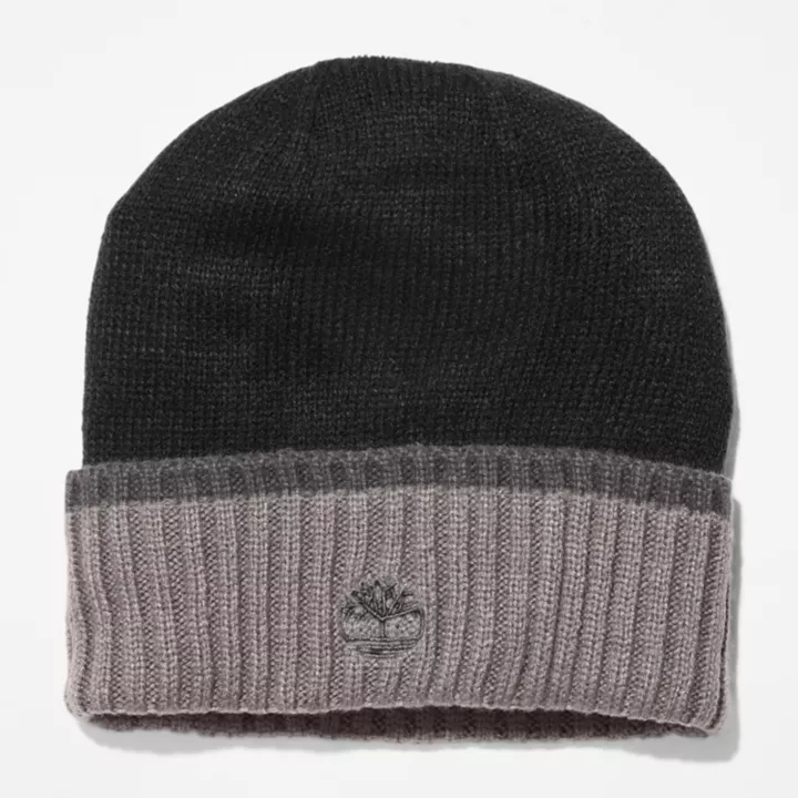 Conjunto de gorro e luvas unissex na cor preta.
