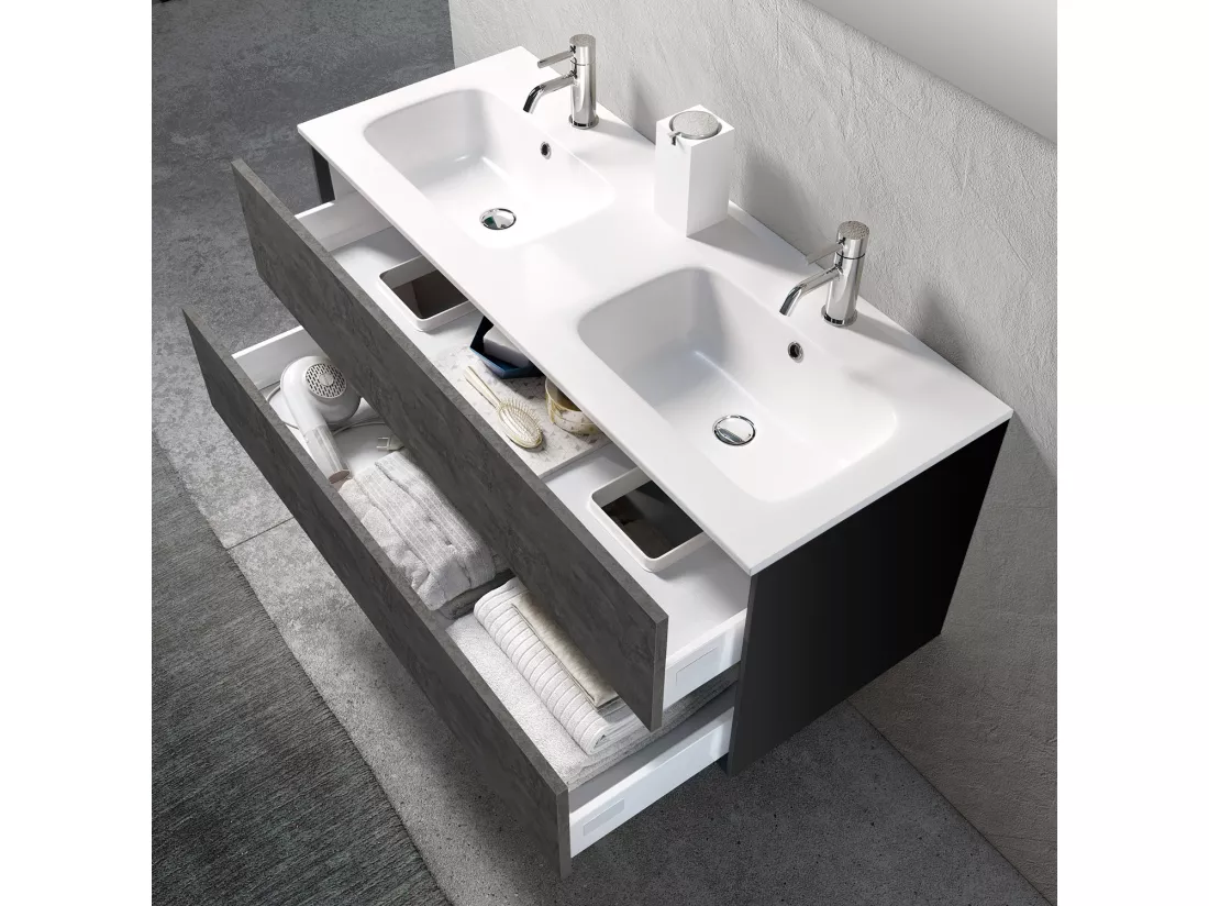 Ensemble de salle de bain double vasque 5 pièces IGEA oxyde