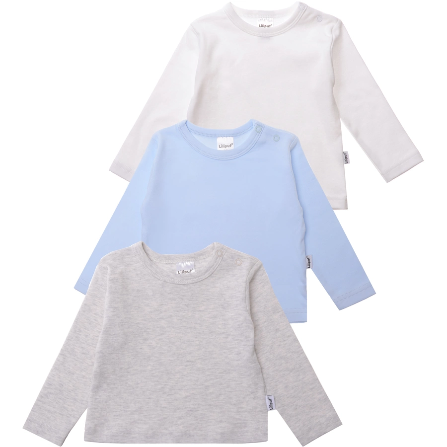 Liliput Langarmshirts im 3er Set grau-melange hellblau weiss