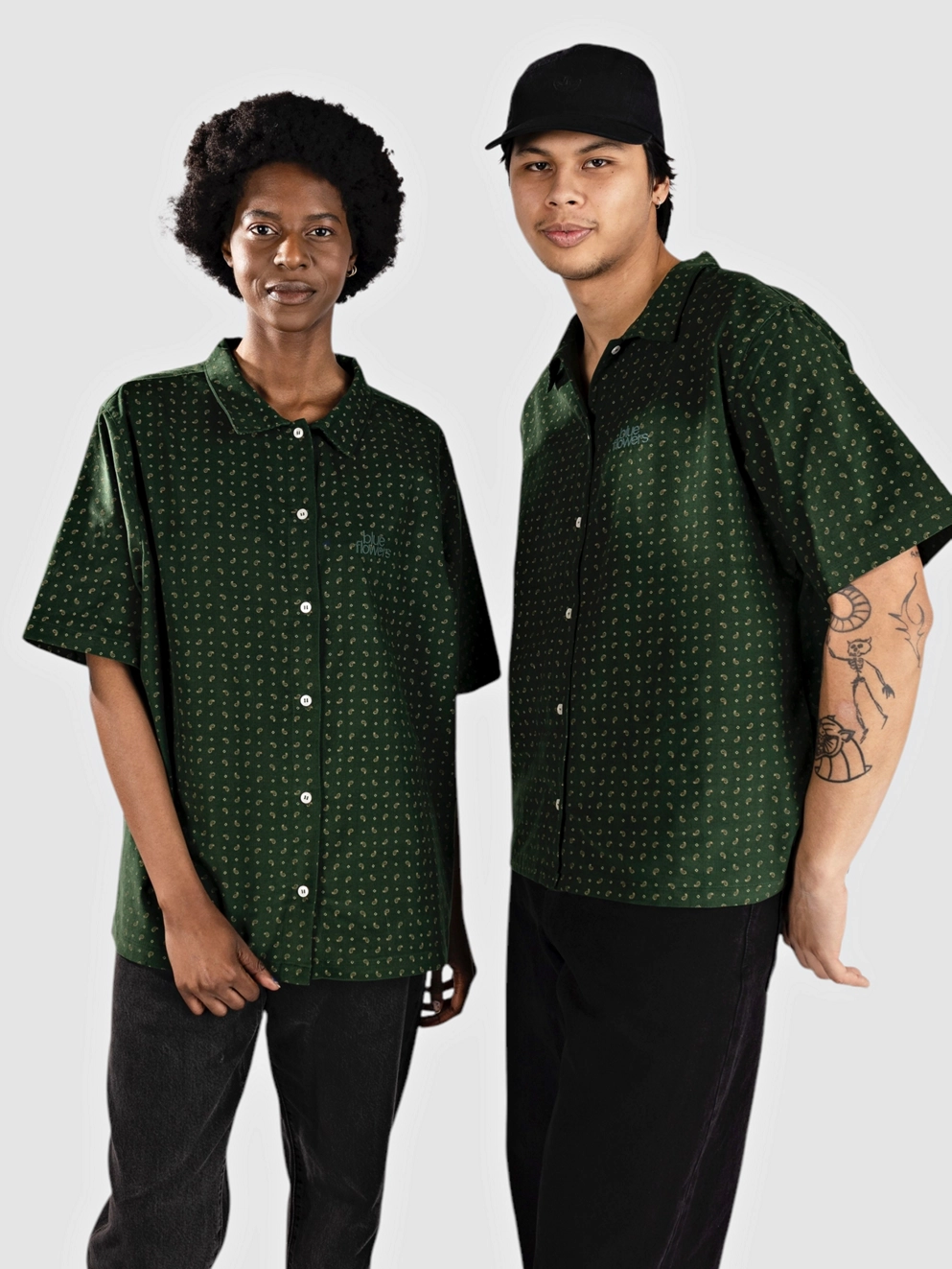 Blue Flowers Mamara Shirt green