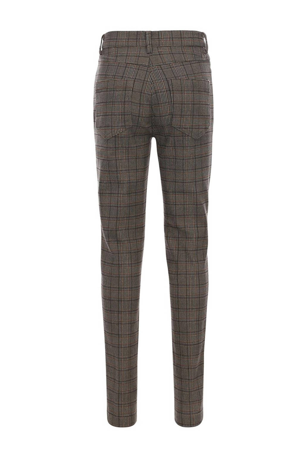 LOOXS geruite super skinny broek beige/grijs