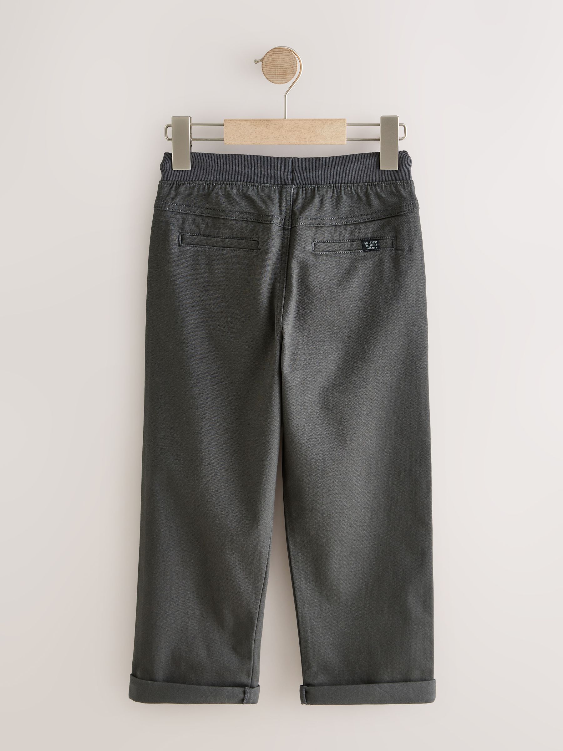 Antraciet - Broek met geribde elastische taille (3-16 jr)