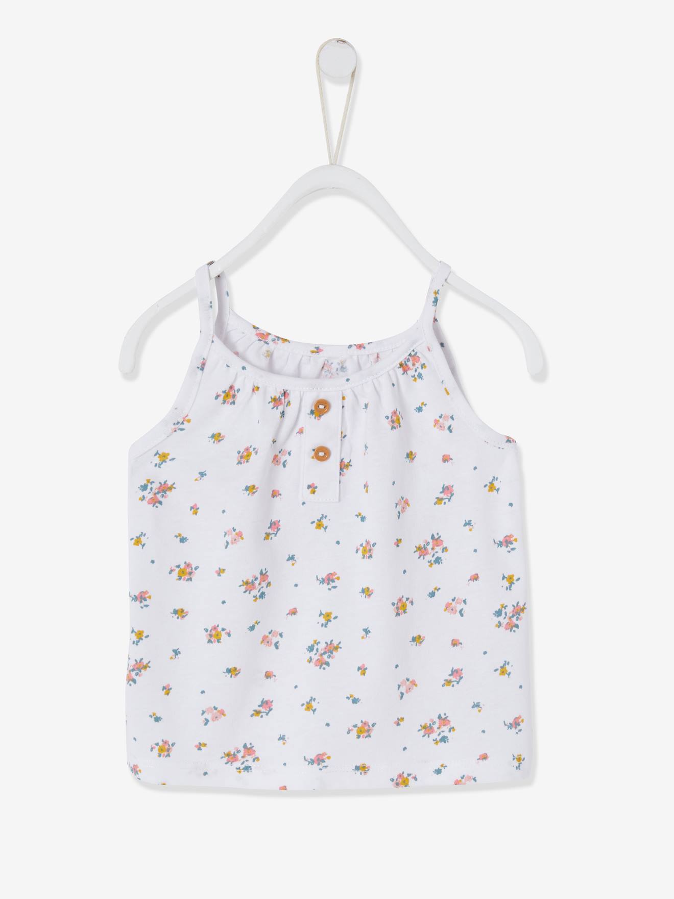 Camiseta sem mangas com listras finas e alças, para bebê, multicolorida