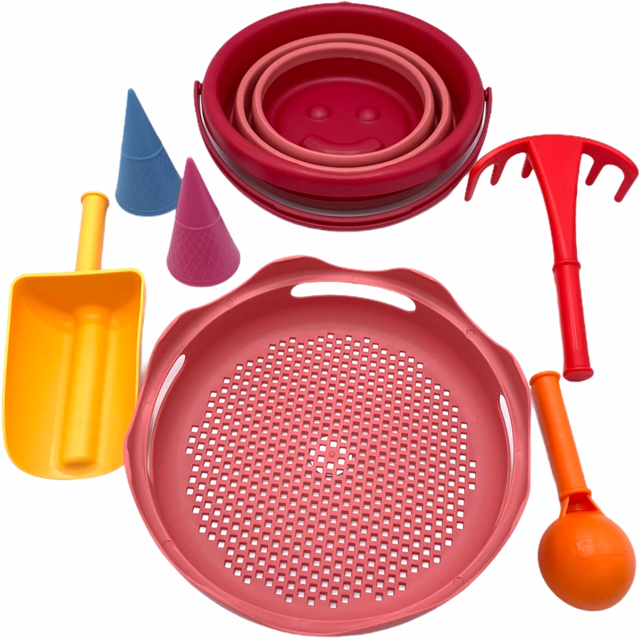 SCHILDKRÖT® 7in1 Sand Toys Falteimer-Set, rot