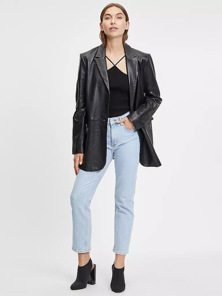 GIPSY BY MAURITIUS Lederblazer Oversized Fit schwarz