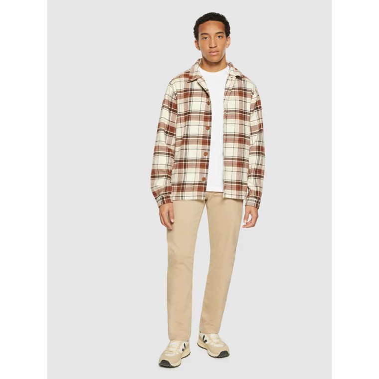KnowledgeCotton Apparel Big Checked Heavy Flannel Overshirt Beige Check