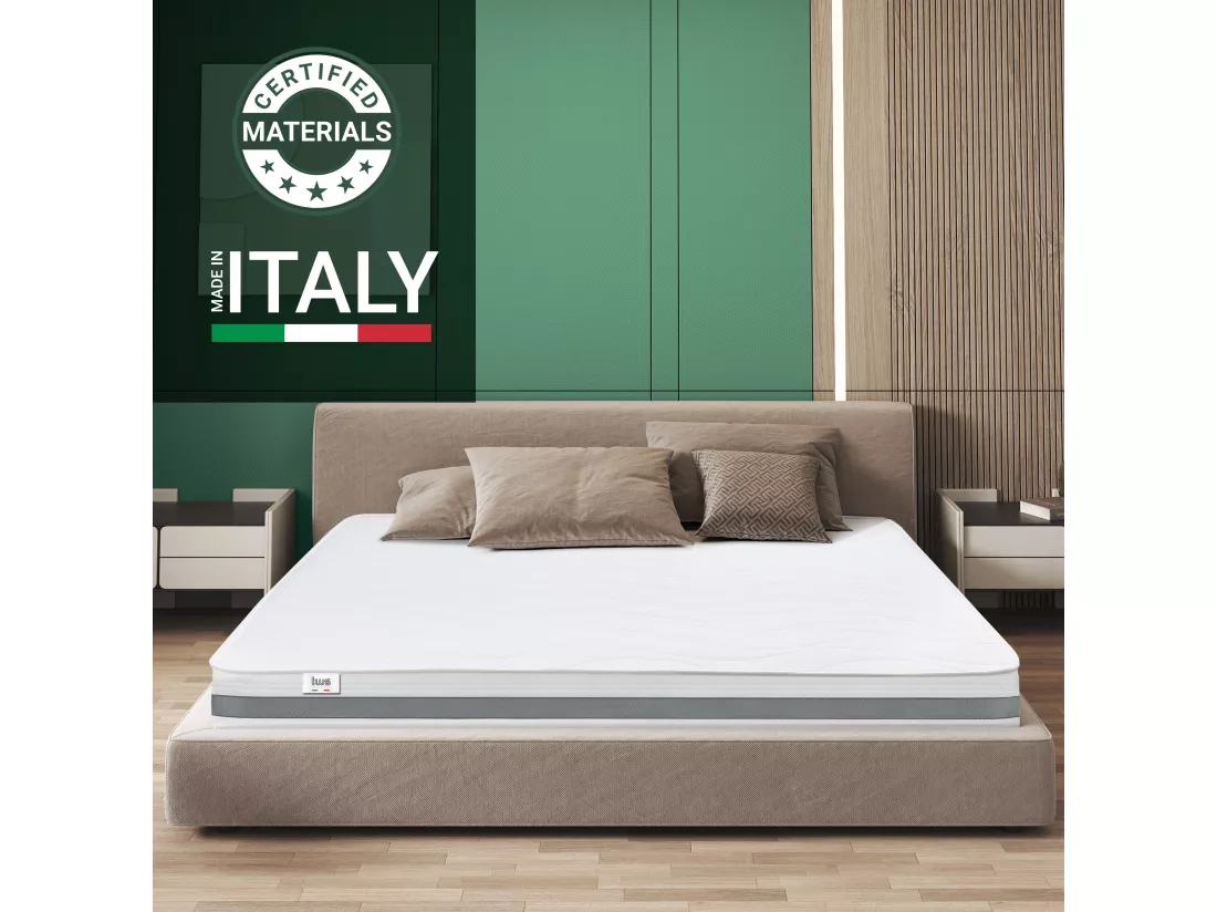 Matelas Double King Size 180x205 à mémoire orthopédique | Hauteur 16 cm | Made in Italy