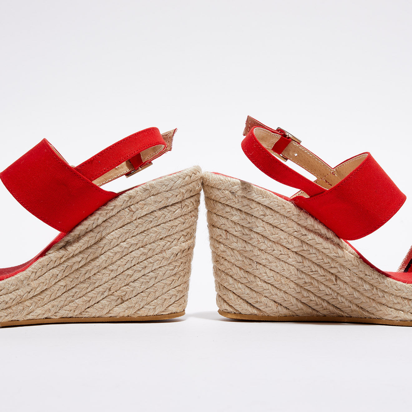 Apologie Sandales en Toile Justina rouge/écru Talon 10 cm