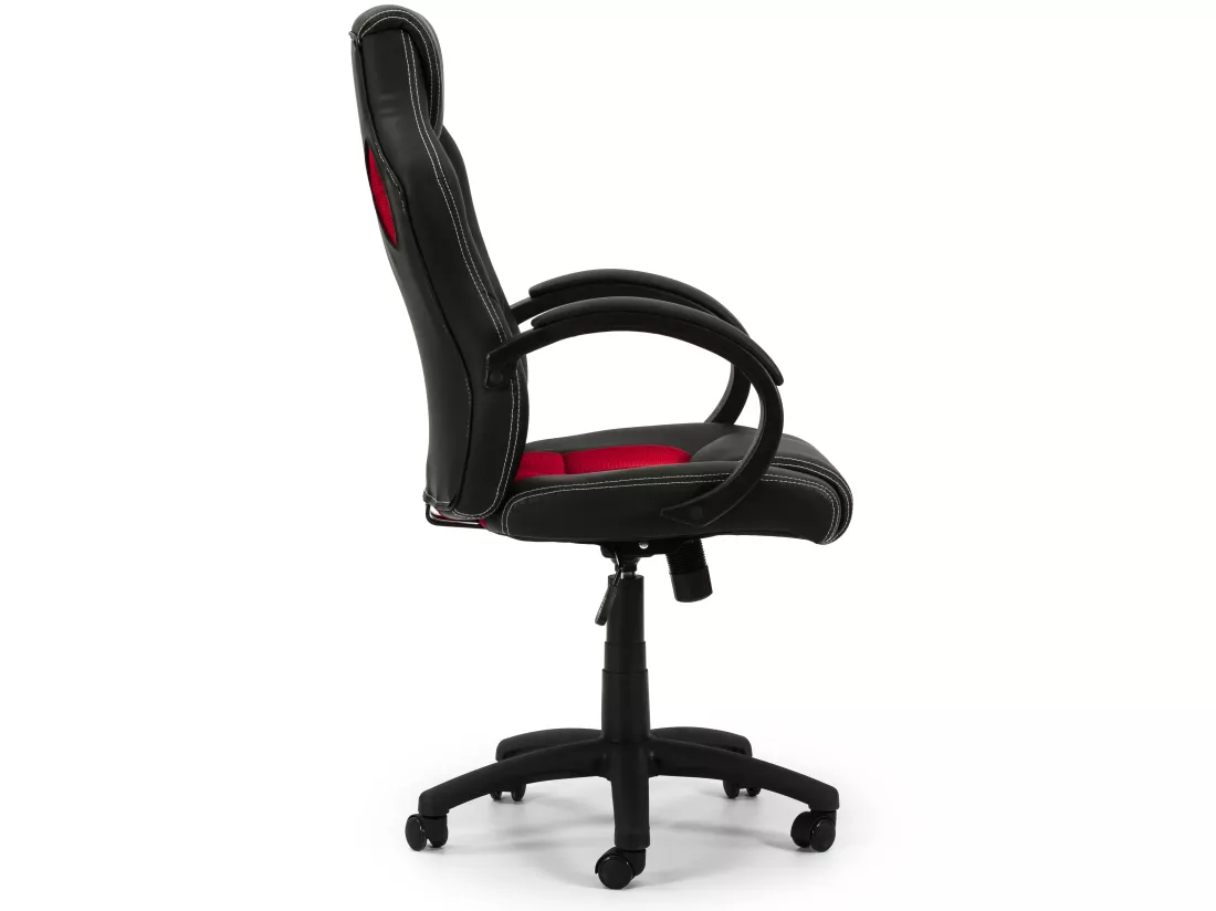 Fauteuil de Bureau réglable et inclinable Hamilton tapissé en Similicuir,Noir/Rouge