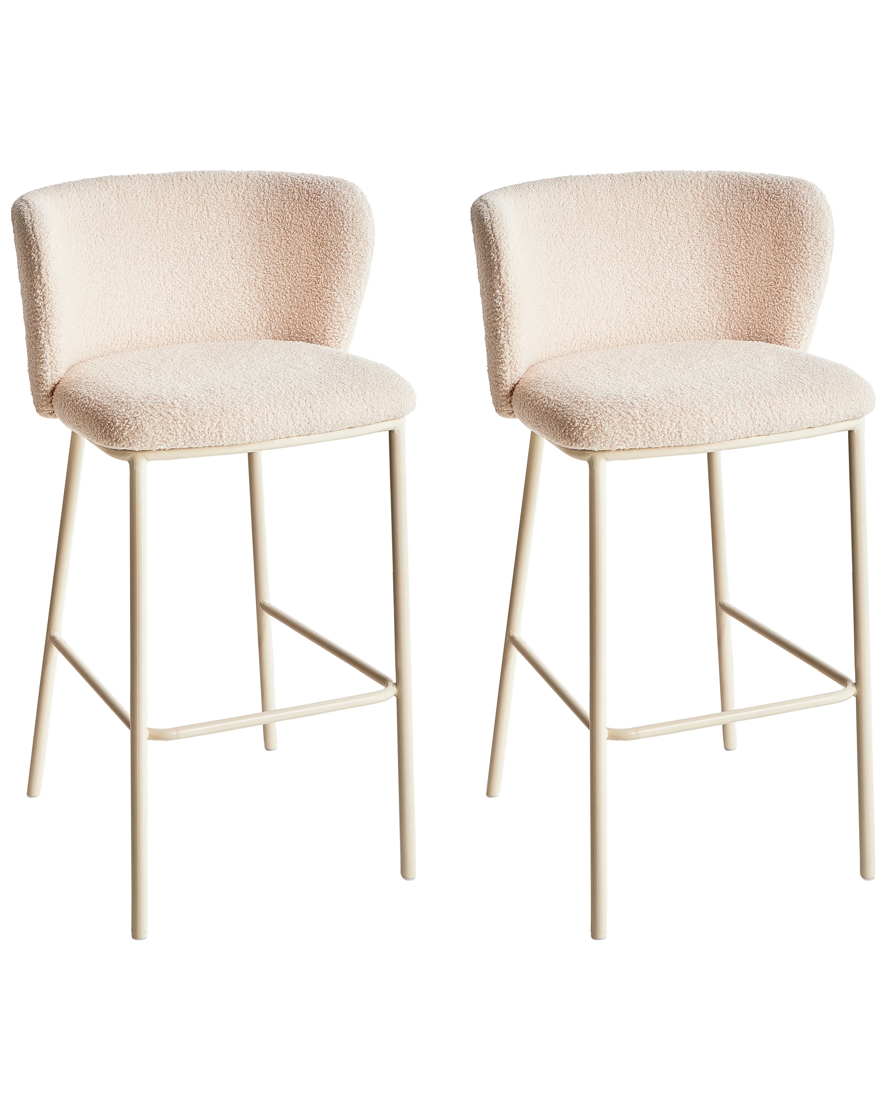 Set van 2 barstoelen MINA II Bouclé Lichtbeige