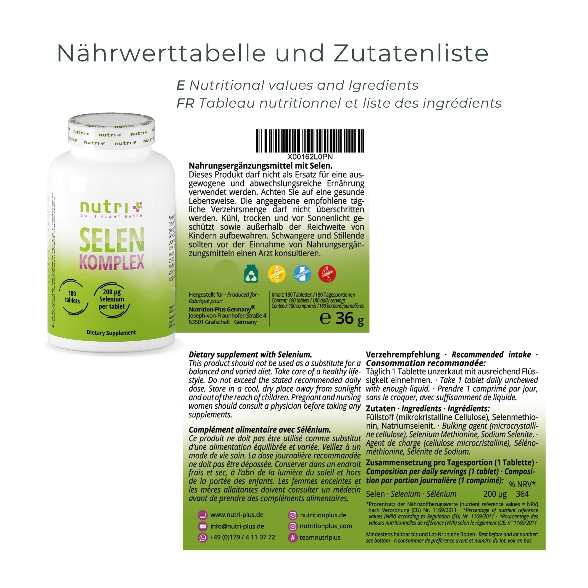Nutri+ Selen 200 µg -  180 Tabletten