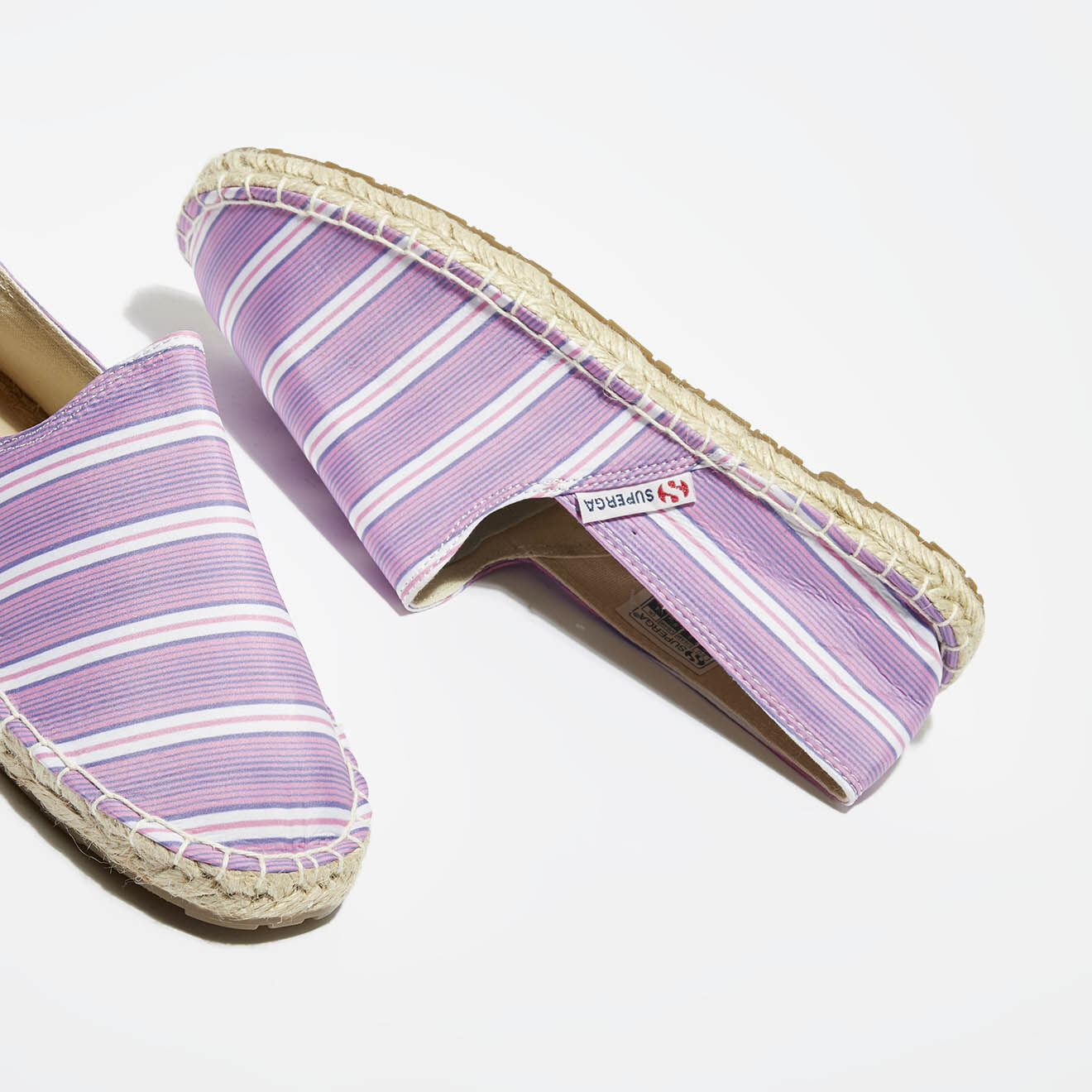 Superga Espadrilles en toile rayées fuchsia/lilas