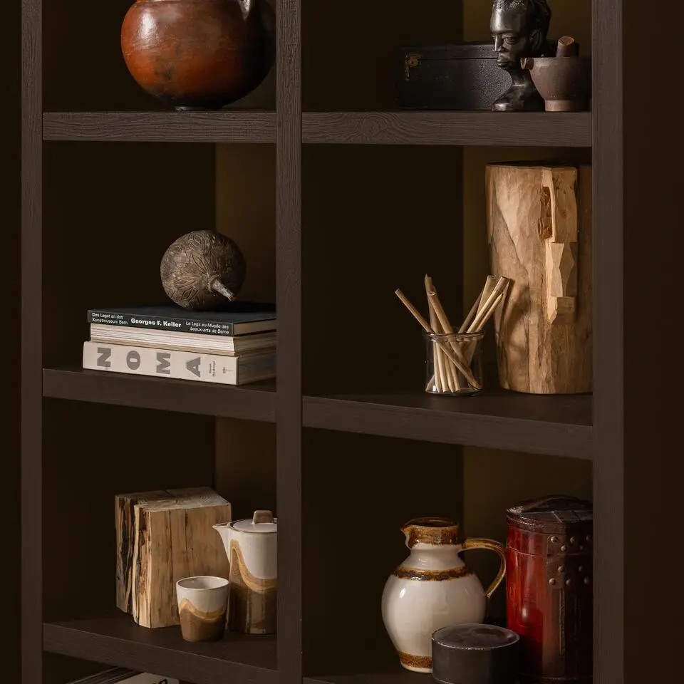 WOOOD Timo Open Kast - MDF - Donkerbruin - 195x100x40