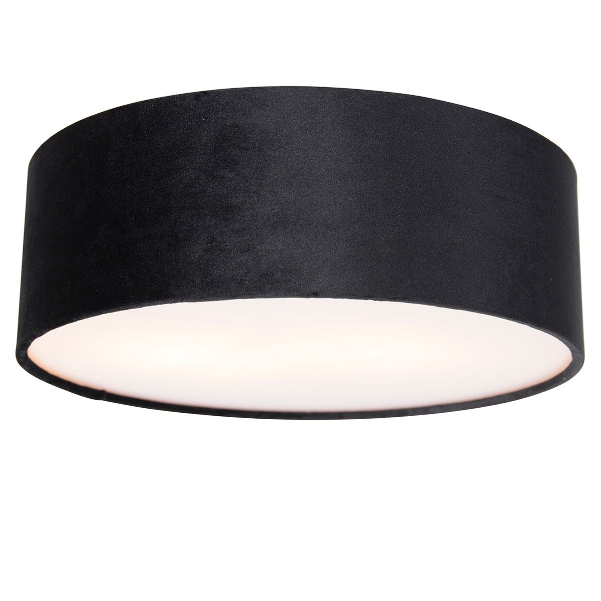 Moderne plafondlamp zwart 30 cm met gouden binnenkant - Drum