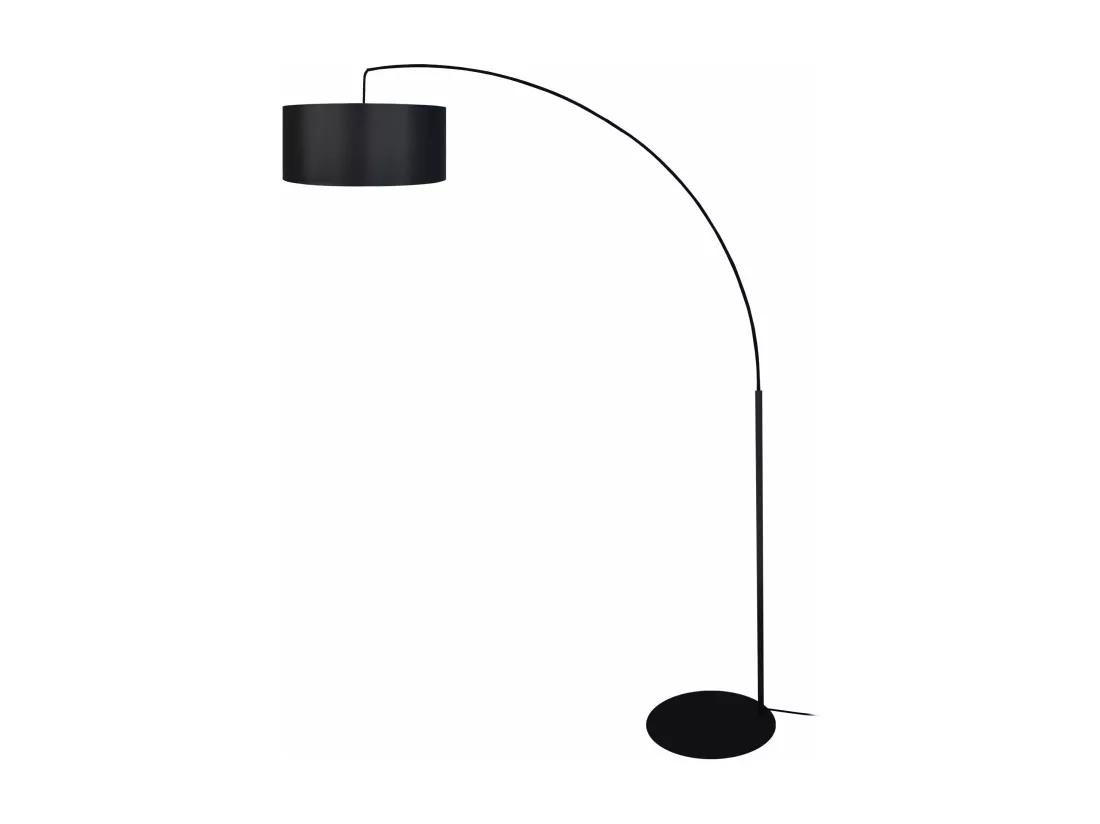 Lampadaire curve tissu noir 190 cm.