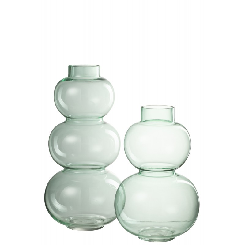 Vase 3 boules en verre vert 19x19x36 cm