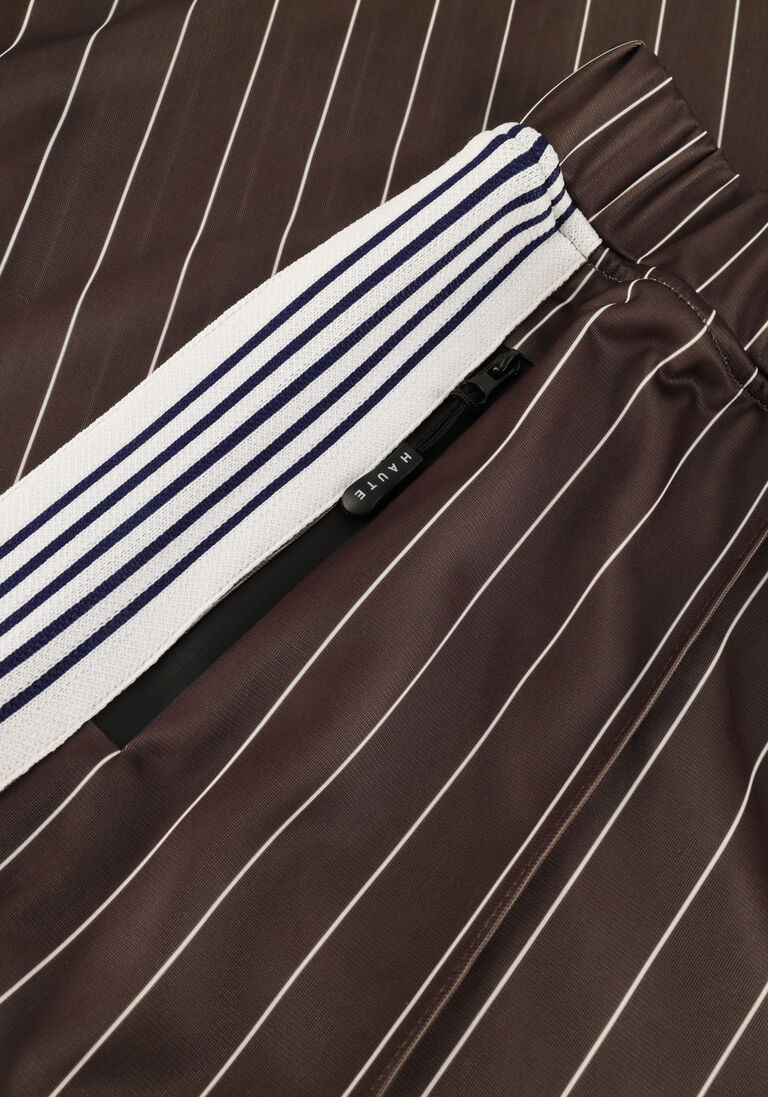 bruine haute l'amitié broeken baggy pin stripe track tall pants