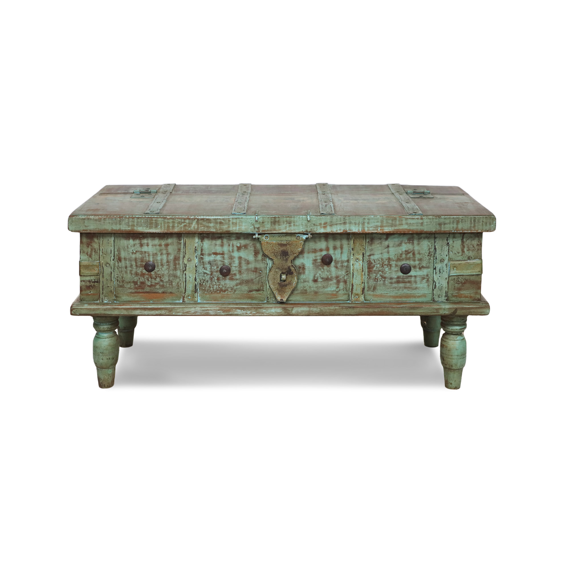 Holztruhe mintgrün, B 86 cm, H 38 cm, L 36 cm von fischer's lagerhaus