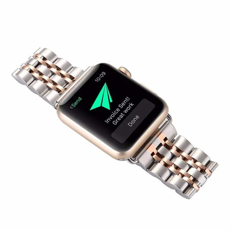 Apple Watch (42/41/40/38 mm) Edelstahl Armband mit Butterfly Verschluss - Roségold / Silber