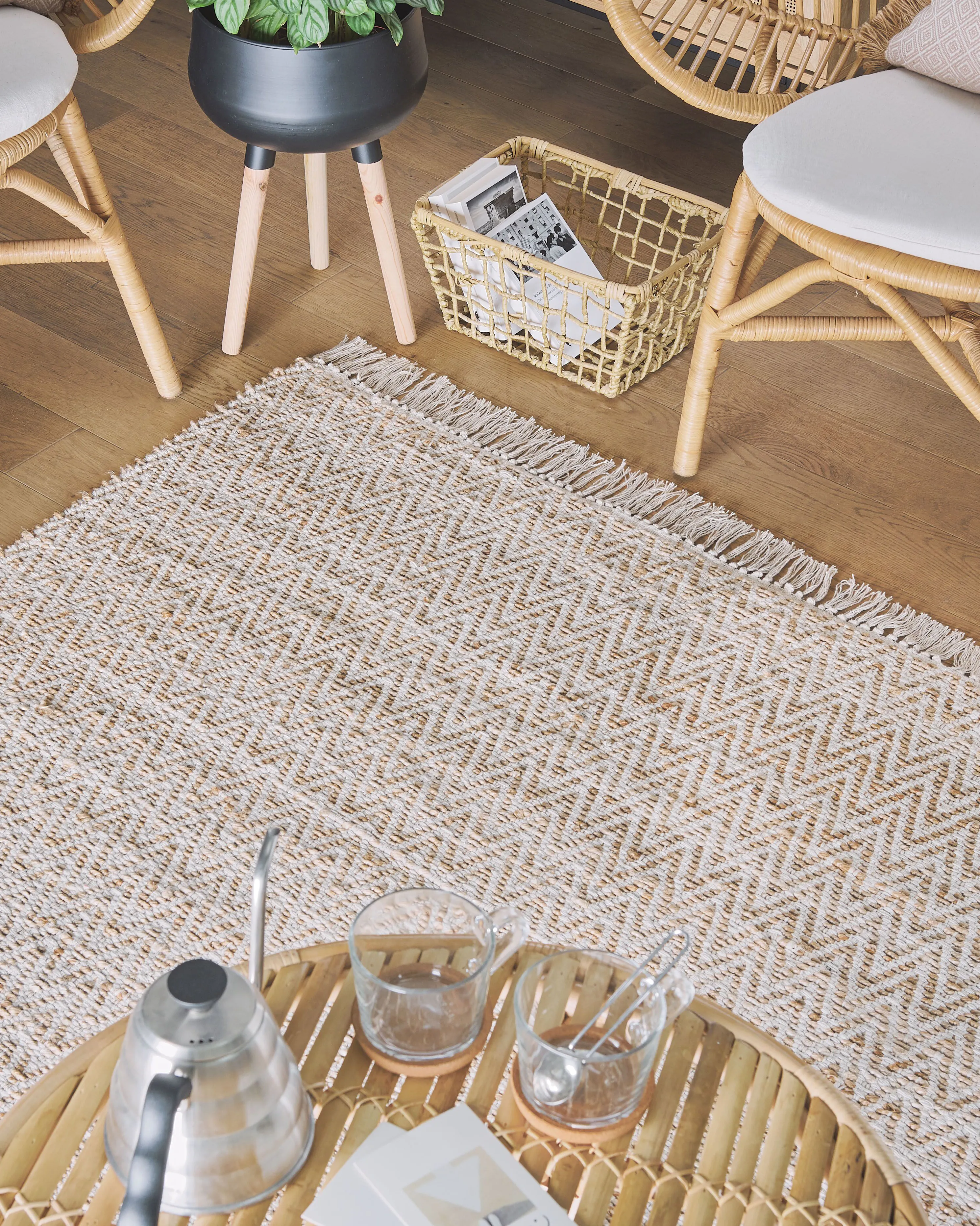Vloerkleed AFRIN Beige 140 x 200 cm Jute