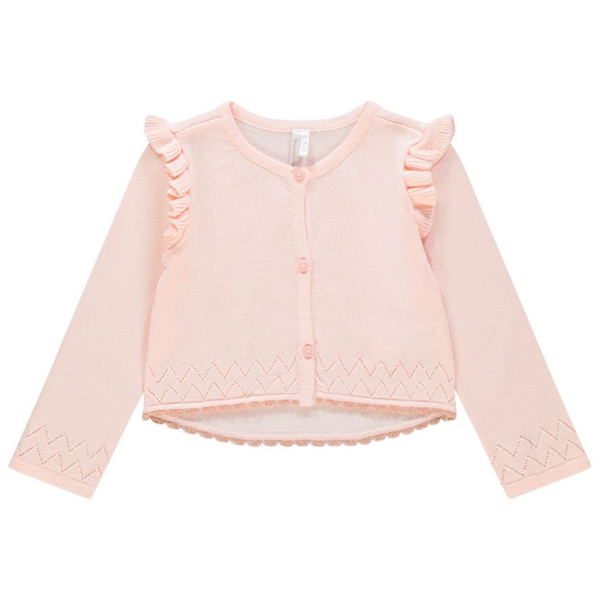 Gilet en tricot à emmanchures volantées - Rose