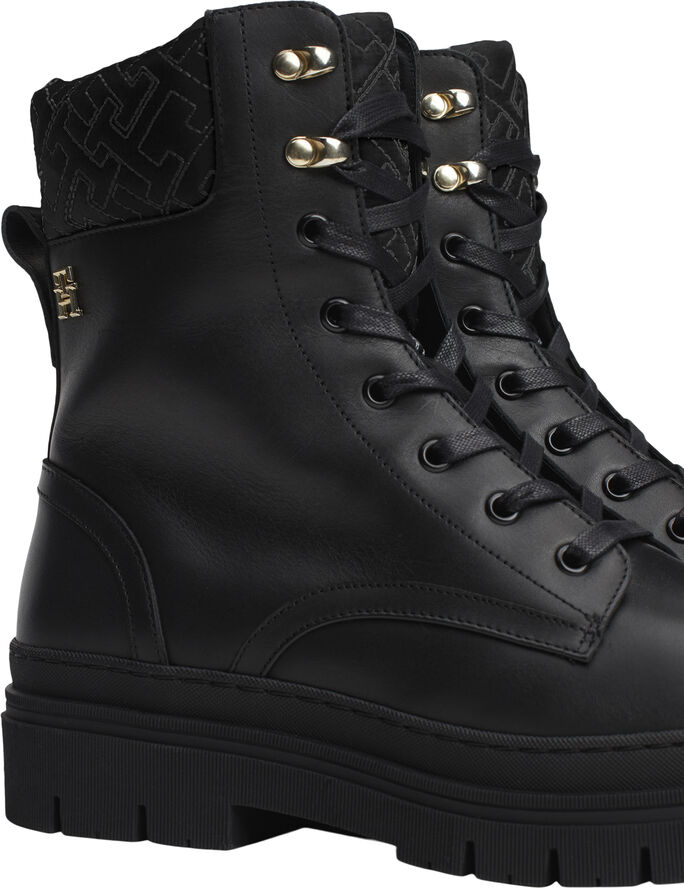 Tommy Hilfiger CLEATED LACE-UP LTHR MIX MONO TL Black