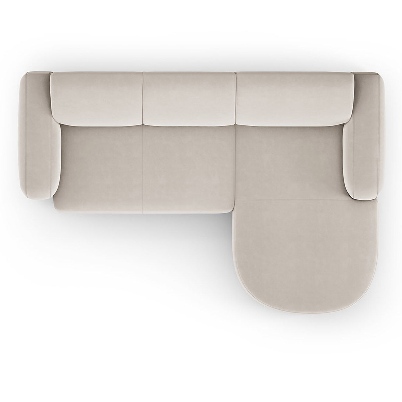 Mazzini Sofas Canapé d'angle droit Velours Jasmin 4 Places beige - 250x170x72 cm