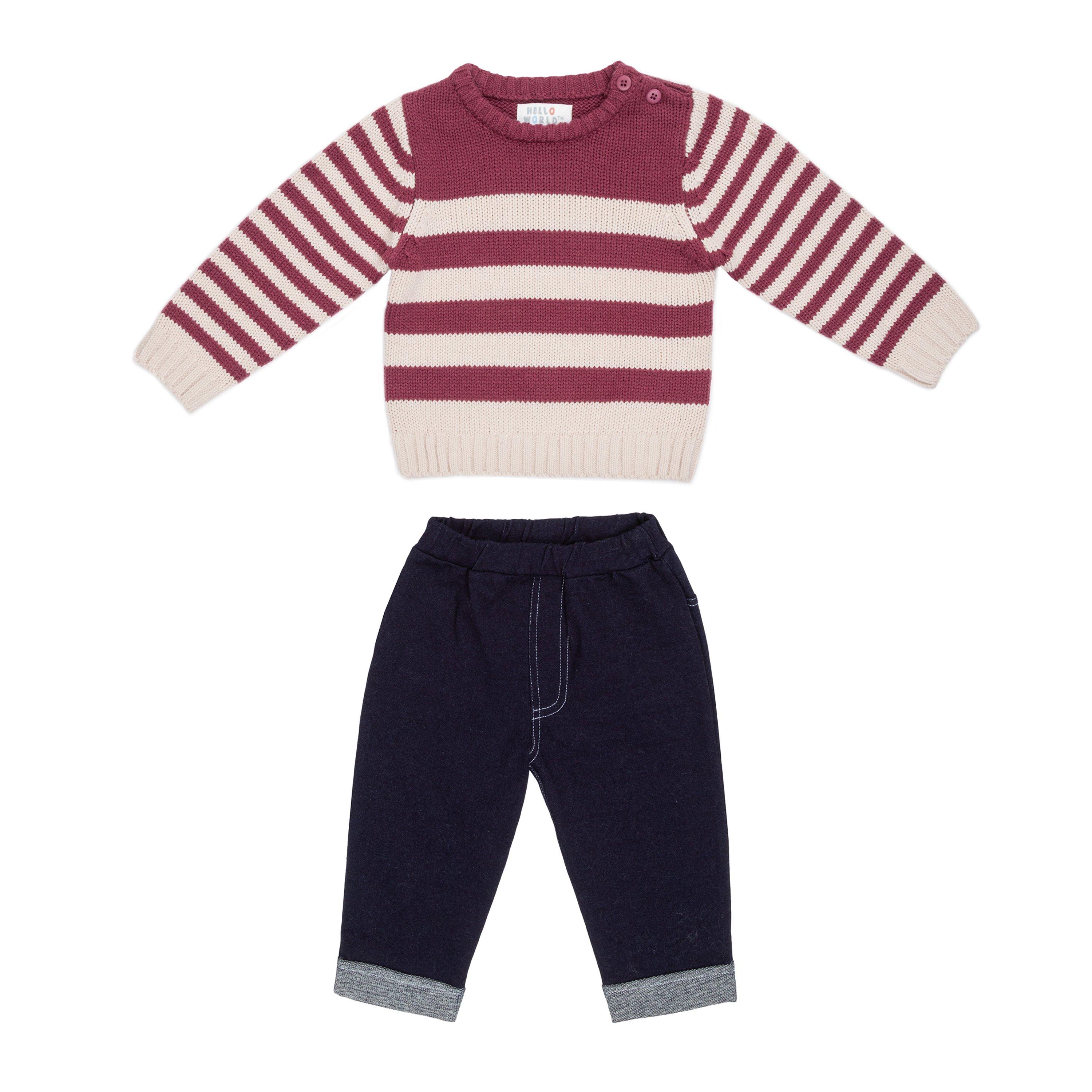 Hello World HelloW 3 Piece Knit Jumper Set Babies