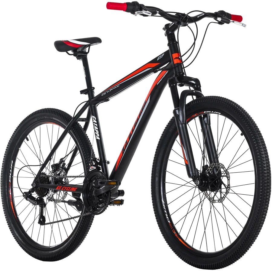 KS Cycling Mountainbike Hardtail 26 Zoll Catappa schwarz-rot schwarz-rot