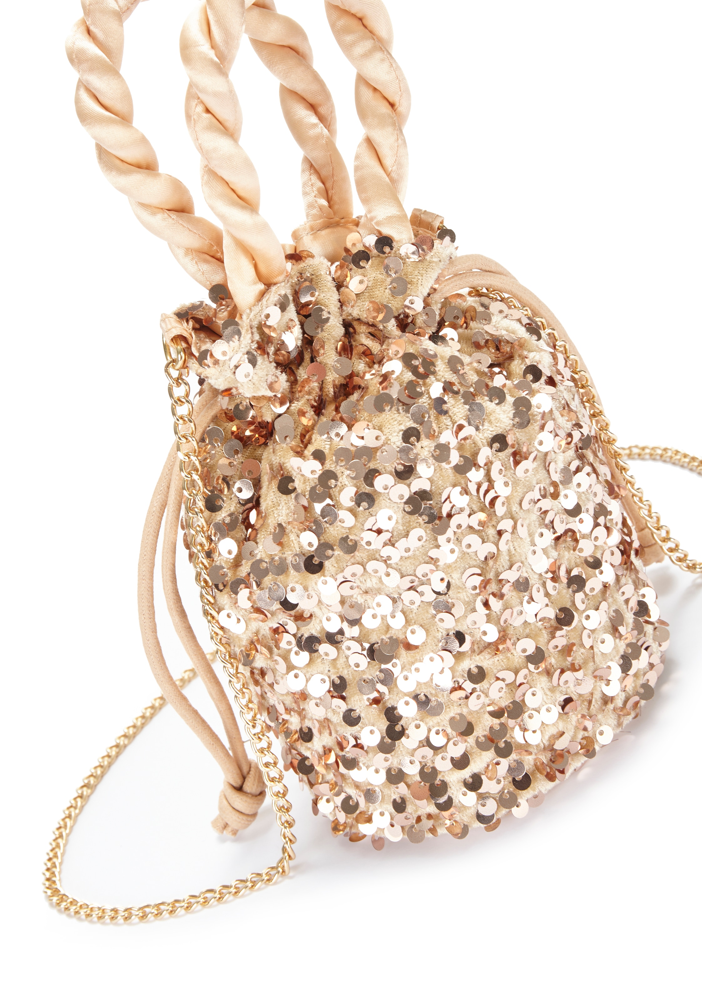 Vivance Umhängetasche Beuteltasche, Partytasche mit Glitzer, Schultertasche, Minibag, VEGAN
