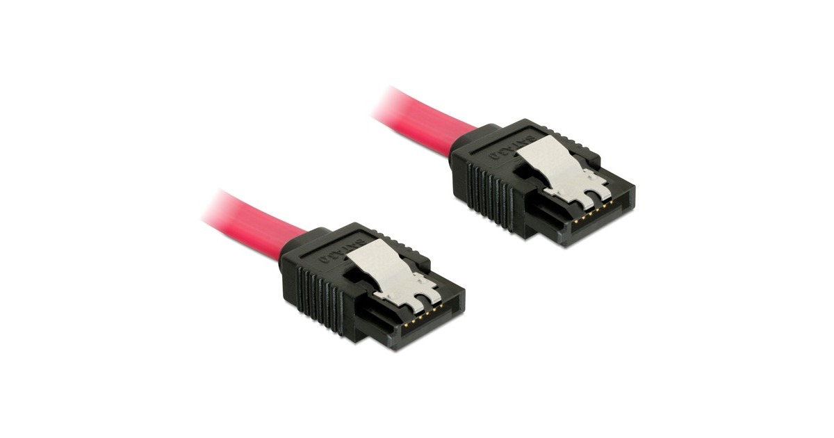 DeLOCKSATA kabel  (Rood, 0,3 meter, 6 Gb/s, Connector met klem)