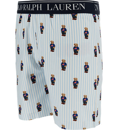 Polo Ralph Lauren Natt?j - Hvid/Bl?stribet m. Bamse