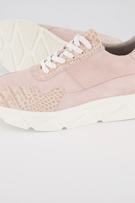 Leder-Sneaker, Schlangendruck, Zackensohle, Weite H