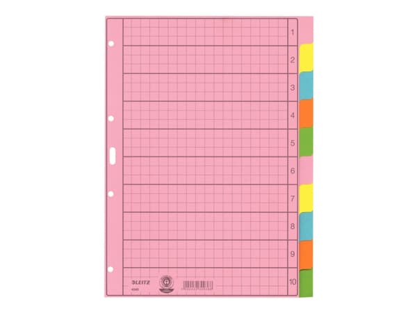 Leitz - Inndeler - 10 deler - for A4 (210 x 297 mm) - med fliker - multifarge