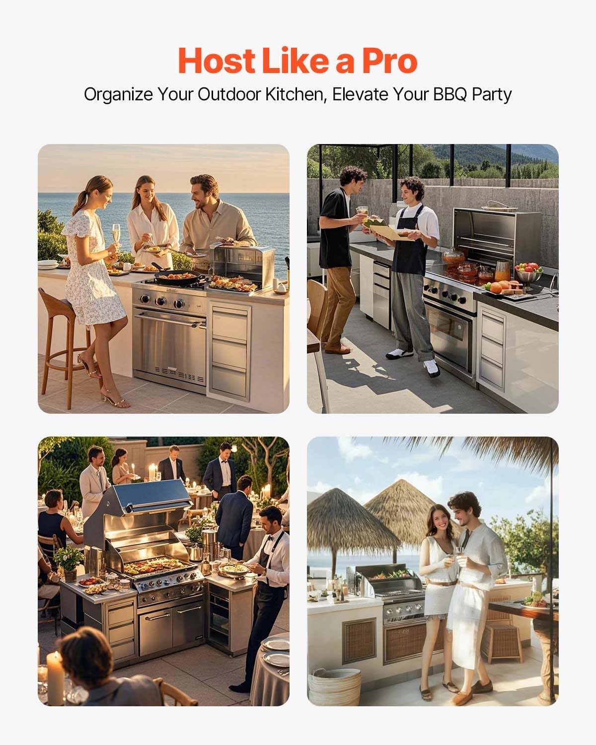 VEVOR 50 x 67cm Kamintür Dreistufig Edelstahl BBQ Tür Vertikal BBQ Island Tür