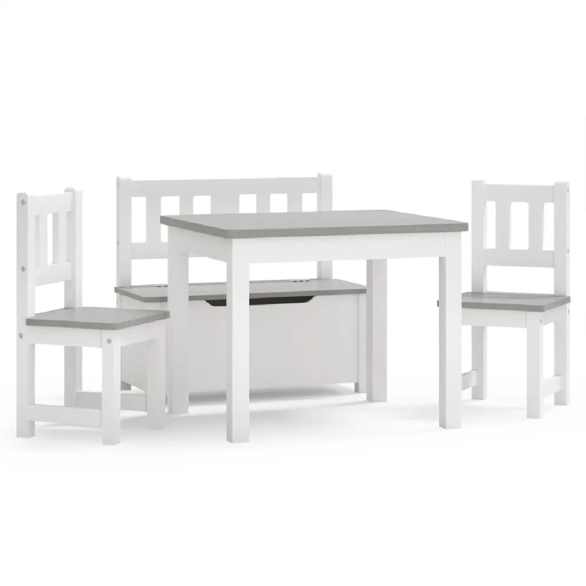 Vidaxl Ensemble table et chaises enfants - Blanc/Gris