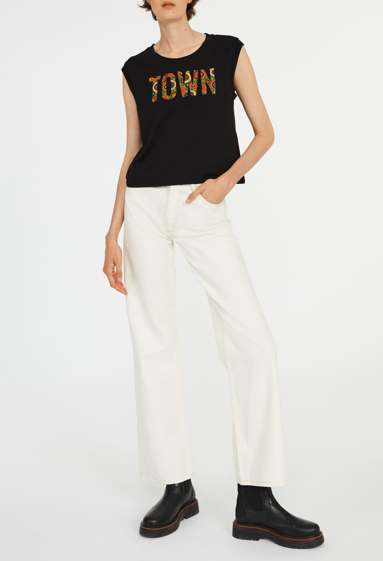 T-shirt brode en coton